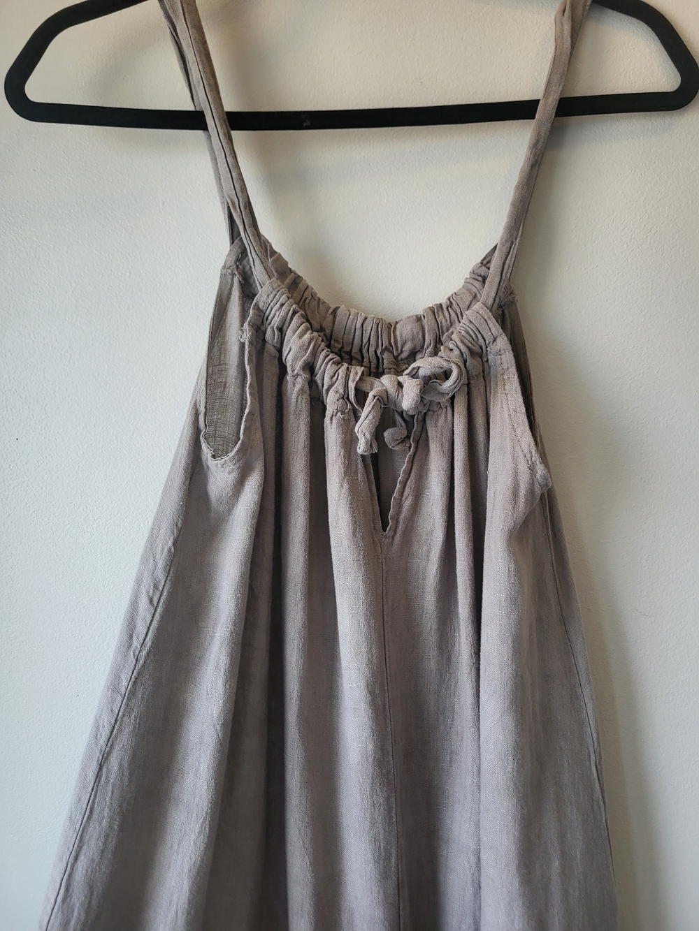 Women's Maxi Dress - Light Taupe Sleeveless Linen-Blend - Picture 6 of 10